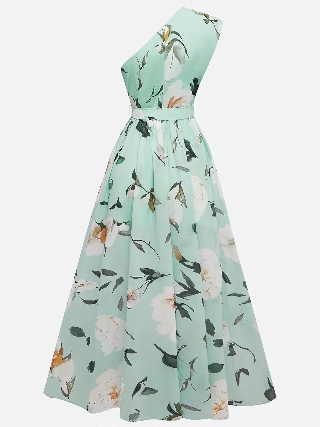 Daisy | Abito Maxi Chiffon Floreale a Spalle Scoperte Verde Chiaro